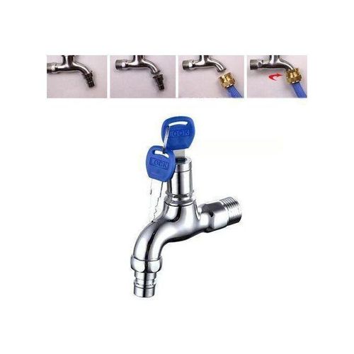 product_image_name-Generic-Robinet d’Eau Mural Argenté avec Serrure et Double Clé-6