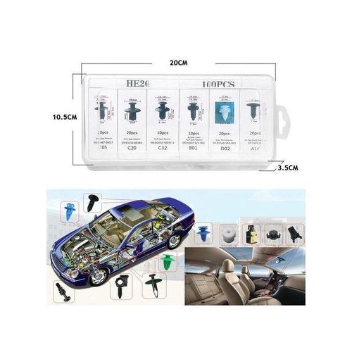 product_image_name-Generic-Kit de fixations de panneau de garniture, porte de voiture,Attaches de pare-chocs - 100 Pcs-2