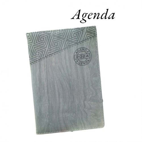 Generic Agenda 2024 Cachet Ronde 2510 ( samedi + dimanche = 1 page / 1 jour  ) Gris à prix pas cher