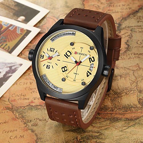 Curren Montre Homme Bracelet en cuir tendance d contract tanche