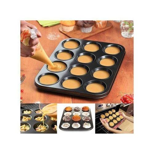product_image_name-Generic-Moule 12 tasses - moule à cupcake à muffins - Moule Gateau - Moule à pâtisserie-1