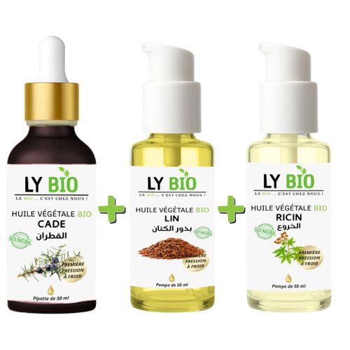 product_image_name-LY BIO-PACK HUILE CADE 50ML - PIPETTE + HUILE LIN 50ML - POMPE + HUILE RICIN 50ml - POMPE-1
