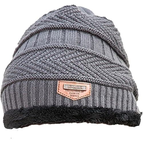 product_image_name-Generic-Chapeau chaud en tricot avec cache-cou doublé en polaire, automne-hiver, Unisexe, Gris-5