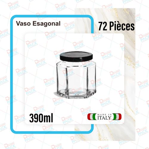 product_image_name-Generic-Lot de 72 Bocal hexagonal en Verre Transparent- 390ml-2