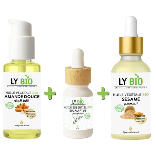 product_image_name-LY BIO-PACK HUILE AMANDE DOUCE 50ml - POMPE + HUILE ESSENTIEL EUCALYPTUS 10ML + HUILE SESAME 50ml - PIPETTE-1