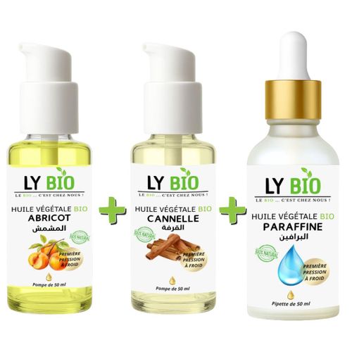 product_image_name-LY BIO-PACK HUILE ABRICOT 50ML - POMPE + HUILE CANNELLE 50ML - POMPE + HUILE PARAFFINE 50ML - PIPETTE-1
