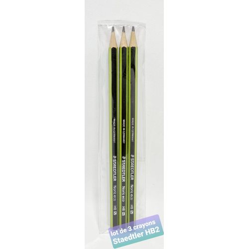 Staedtler LOT de 3 crayons a papier noir HB 2 mm Noris eco, Facile à  Tailler & Effacer