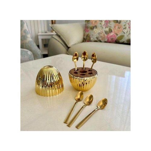 product_image_name-Generic-Ensemble de 6 Cuillères avec Contenant Doré en Forme d’Oeuf-2