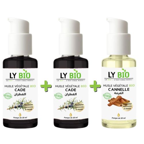product_image_name-LY BIO-PACK 2 X HUILE CADE 50ML - POMPE + HUILE CANNELLE 50ML - POMPE-1