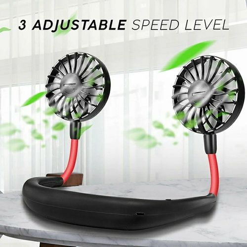 Mini ventilateur de cou portable 2 vitesses USB rechargeable