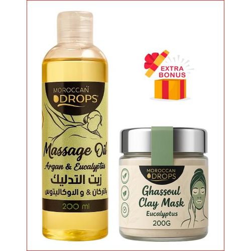 product_image_name-MOROCCAN DROPS-زيت تدليك 200 جم + قناع غسول 200 مل – أرجان وأوكالبتوس – ترطيب وتنقية طبيعي.-1