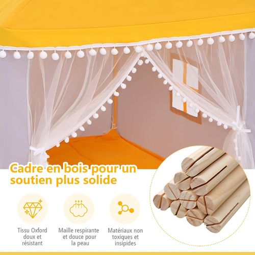 product_image_name-Generic-Tente de Jeu avec Rideaux et Fenêtres, Cabane Maison Enfant Confortable et Ludique, Jaune-3