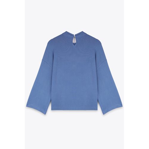 product_image_name-Marwa-بلوزة زرقاء محبوكة بياقة أنيقة-2