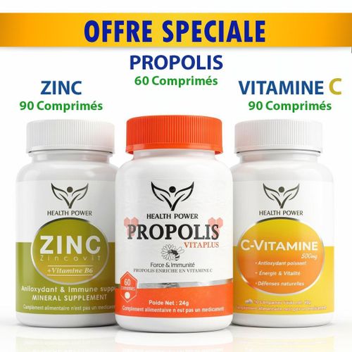 product_image_name-Health Power-PACK = PROPOLIS ( VITAPLUS ) 60 Comprimés 250 mg + Zinc 90 Comprimés + VITAMINE C 90 Comprimés-1