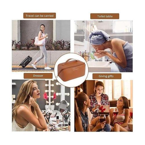 product_image_name-Generic-Trousse à Maquillage Voyage avec Poignée, Imperméable PU Trousse Maquillage, Étanche Portable Trousse de Rangement Toilette Femme, Sac de Maquillage de Voyage, pour Femme Cosmétique Organiseur, marron.-5