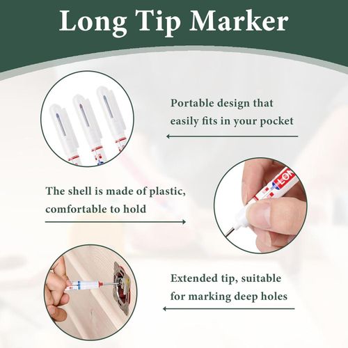 product_image_name-Generic-Lot 12 Marqueurs Trou Profond 20mm – Stylos Charpentier Pointe Fine 1.5mm, Feutres Permanents Indélébiles pour Chantier, Bois, Métal, Bricolage - 4 Noir - 4 Bleu - 4 Rouge -5