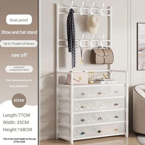 product_image_name-Generic-وحدة رفوف الأحذية والمعاطف متعددة الوظائف - 16 زوجًا، قماش مقاوم للماء، مضاد للغبار-3