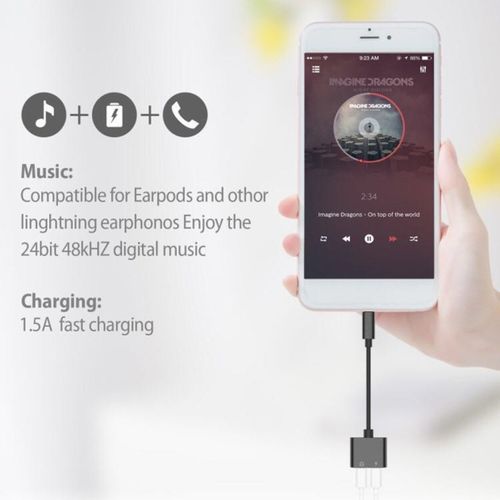 OR غرفة مزدوجة جاك محول الصوت تهمة الاتصال ونقل البيانات iOS11 iPhone 7/8/X-ارتفعت