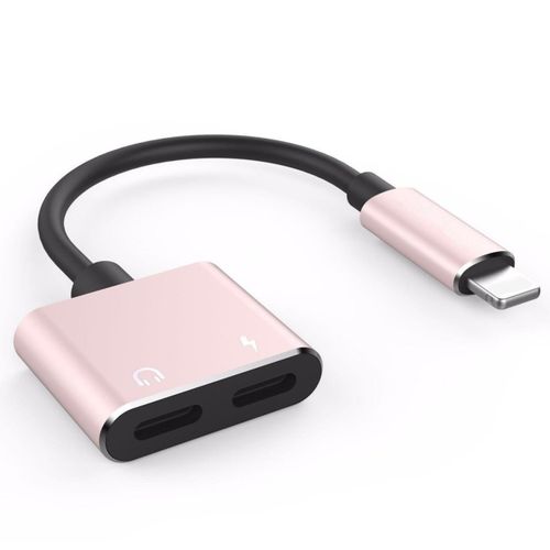 OR غرفة مزدوجة جاك محول الصوت تهمة الاتصال ونقل البيانات iOS11 iPhone 7/8/X-ارتفعت