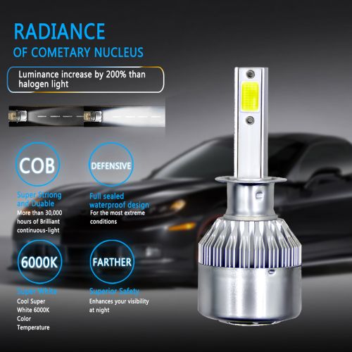 C6 Turbo LED C6 H1 Phare de voiture et moto puissant xénon 2 pièces ampoule  7600 LM à prix pas cher