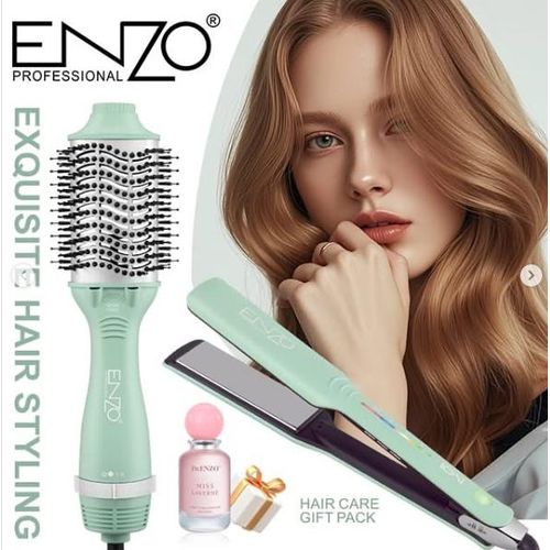 product_image_name-Enzo-PACK original Brosse Chauffante et Lisseur 2-en-1 Sèche-Cheveux Lissante Professionnel -1