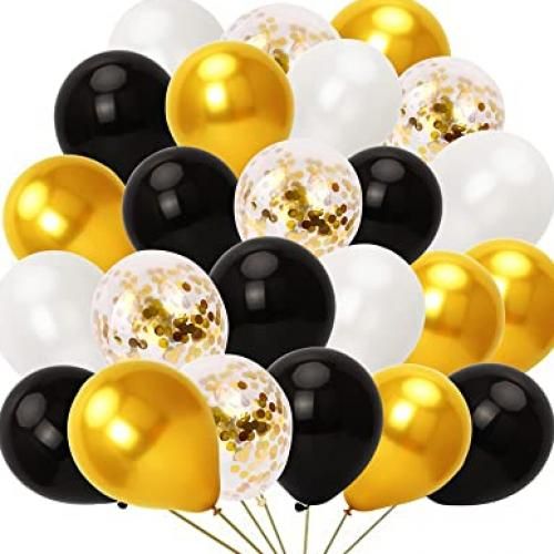 Generic 40 Ballon Doré /Blanc/Noir/Transparent/confetti 31 CM
