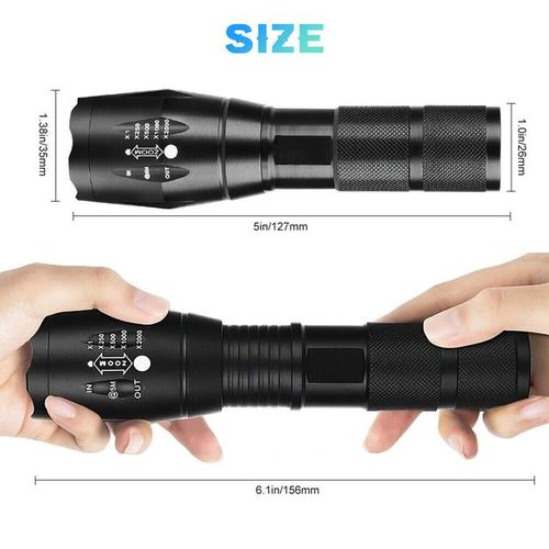 Generic lampe torche nocturne, lampe de poche puissante militaire zoomable  rechargeable pour chasse pêche à prix pas cher