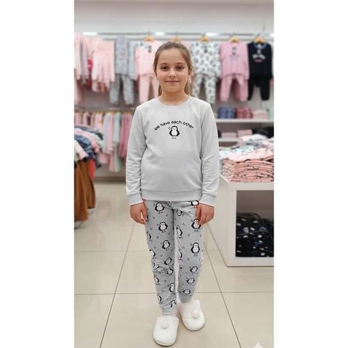 product_image_name-flora mode-بيجاما للبنات من قماش الفيلور مع بلوزة مطبوعة بأكمام طويلة وبنطلون-1