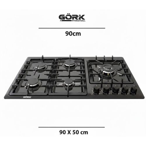 product_image_name-Gork-Plaque de cuisson 90cm à gaz encastrable noir 5 feux - allumage électrique - Haute qualité-3