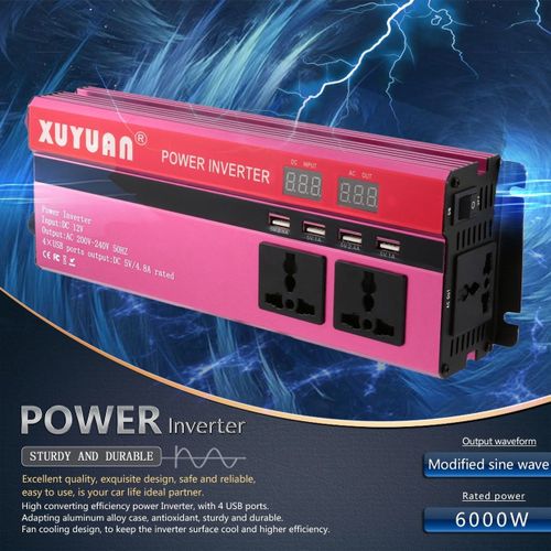 6000W Solar Power Inverter DC 12V to AC 220V LED Display Sine Wave Converter