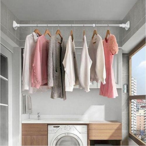 Tringle à Rideaux Télescopique, Tringle à Tension Ajustable pour Rideaux, 410CM-500CM Barre de Douche sans perçage, pour Portes Fenêtres Cuisine Salle De Bains Chambre (Couleur : Blanc, Taille : 70