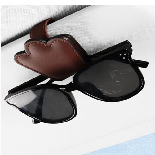 Generic Porte-lunettes de voiture en cuir,Étui à lunettes,support