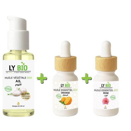 product_image_name-LY BIO-PACK HUILE AIL 50ML - POMPE + HUILE ESSENTIEL ORANGE 10ML + HUILE ESSENTIEL ROSE 10ML-1