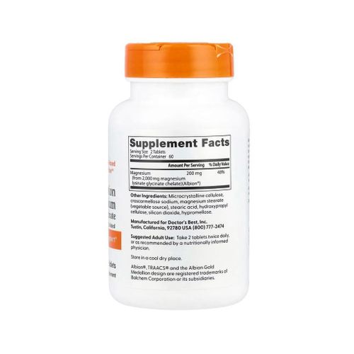product_image_name-Doctor's BEST-Magnésium glycinate, 100 mg, 120 comprimés-2