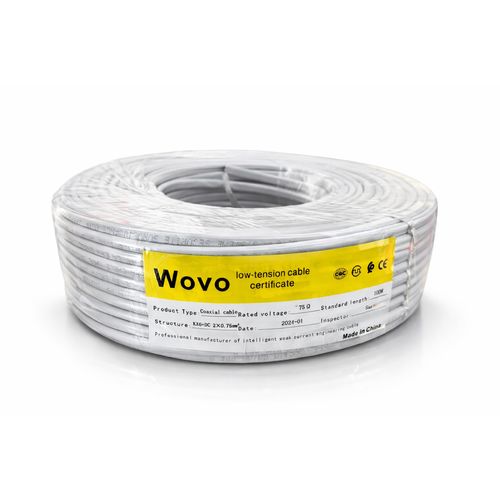 product_image_name-WOVO-low-tension cable certificate , Coaxial Cable – KX6 + DC 2×0.75mm² Longueur : 100 mètres-1