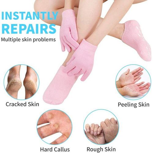 product_image_name-Generic-Pack de gants et chaussettes Hydratants Thérapie de Gel Soins de la Peau, Rose-2