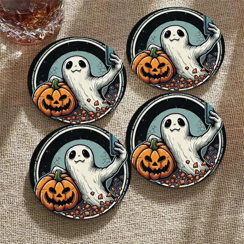 product_image_name-Generic-4 قواعد خشبية بطابع عيد الهالوين - أطباق 2D، قطر 8 سم، بتصاميم يقطين، حامي للطاولات مقاوم للحرارة، مناسب للقهوة والمشروبات الساخنة، ديكور منزلي وهدايا لحفلات الانتقال والديكور الهالوويني، أطباق 2D-1
