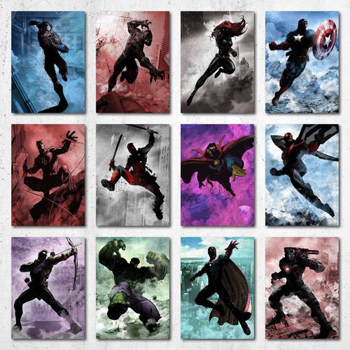 product_image_name-Generic-Marvel Heroes, Comic Books Style, Iron Man, Captain America, Hulk, 12 Poster A5-1