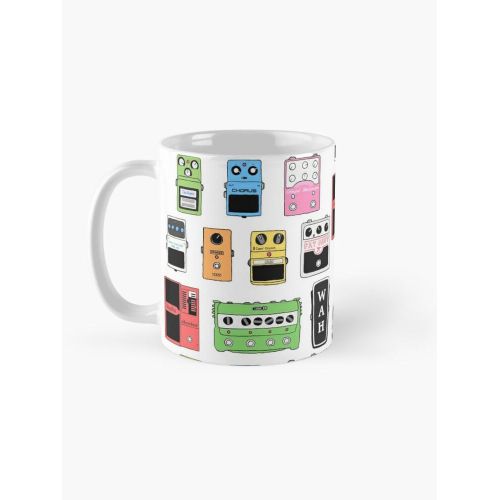 product_image_name-Generic-PÉDALES DE GUITARE Ingénieur de studio d'enregistrement Équipement de guitariste Pédales d'effet de pied Illustration musicale Tasse Autocollant T-shirt Etc... Mug classique-2