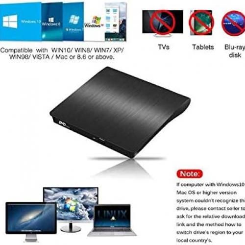 Lecteur Dvd Externe pour Ordinateur Portable, Usb 3.0 Lecteur de Graveur  Optique Portable Cd / Dvd Lecteur de Bureau 