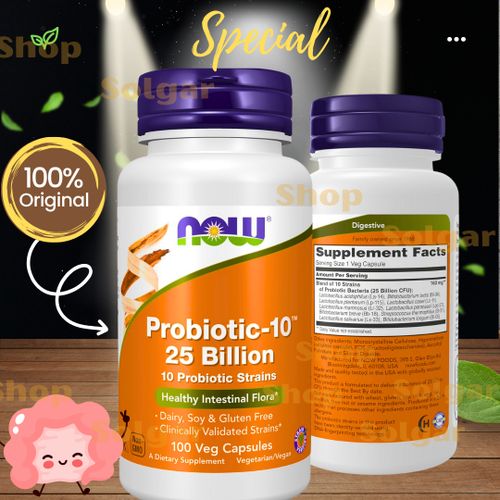 Now Foods Probiotic-10, 25 Billion - Probiotiques, Enzymes, Digestion - 100 Veg Capsules