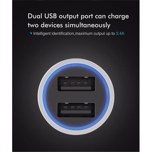 Crdc Double Chargeur de Voiture USB de 3.4A en Metal rapide universel pour iphone samsung xiaomi 