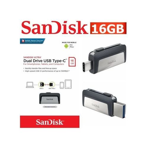 Sandisk SDDDC2-016G-G46 Clé USB 3.1 Type-C à Double Connectique Sandisk Ultra 16 go