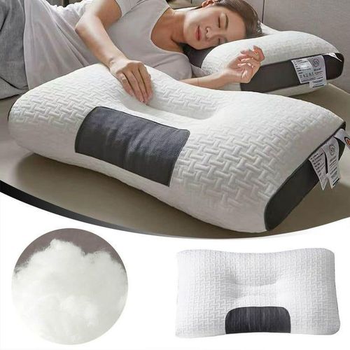 product_image_name-Generic-Oreiller Ergonomique Blanc & Gris – Confort Cervical Premium-1