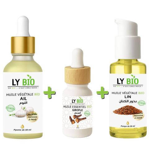 product_image_name-LY BIO-PACK HUILE AIL 50ML - PIPETTE + HUILE ESSENTIEL GIROFLE 10ML + HUILE LIN 50ML - POMPE-1