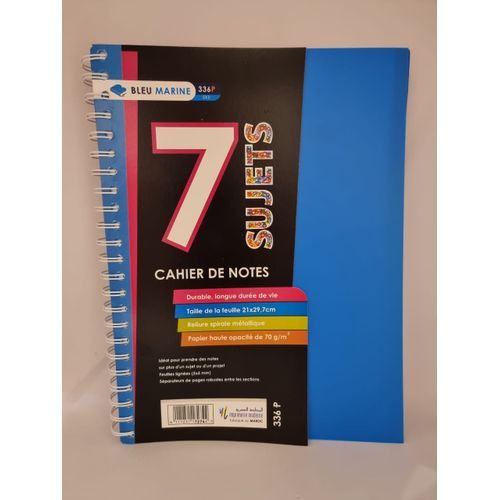 CAHIER SPIRALE AVEC SUJETS PETITS CARREAUX GRAND FORMAT A4