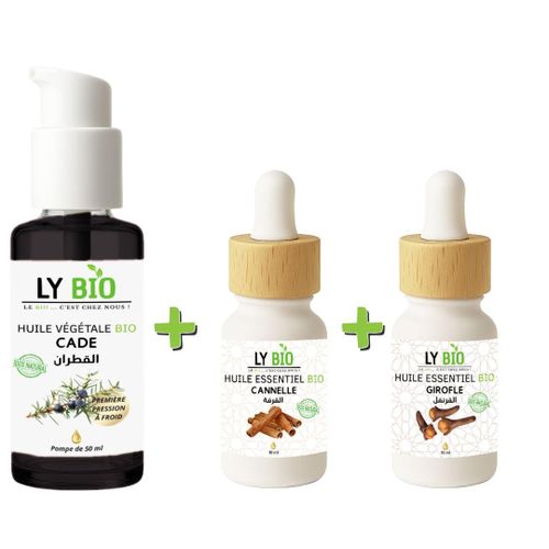 product_image_name-LY BIO-PACK HUILE CADE 50ML - POMPE + HUILE ESSENTIEL CANNELLE 10ML + HUILE ESSENTIEL GIROFLE 10ML-1
