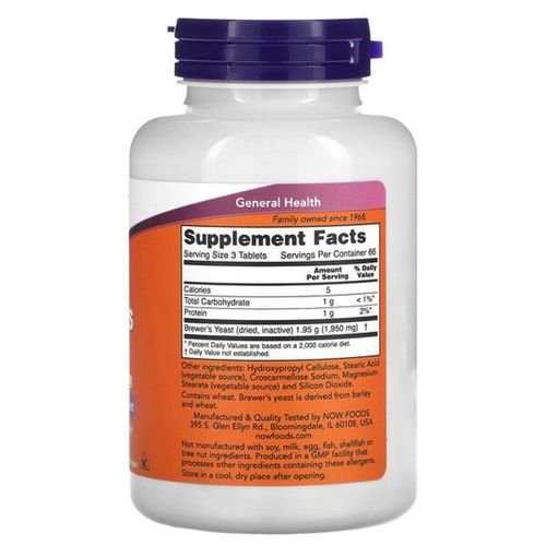 product_image_name-Now Foods-Levure de bière (Brewer's Yeast), 200 comprimés-2