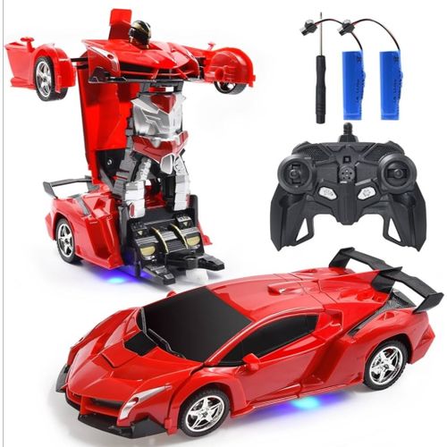 Generic Voiture Transformers robot avec batterie rechargeable RC, cadeau  +6ans Rouge à prix pas cher