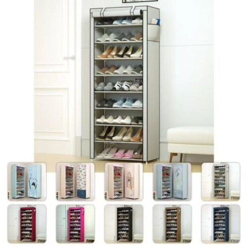 product_image_name-Generic-organisateur de chaussures à 9 niveaux Paire 45  avec couvercle et Tube métallique Non tissé Organisateur de stockage en tissu -1